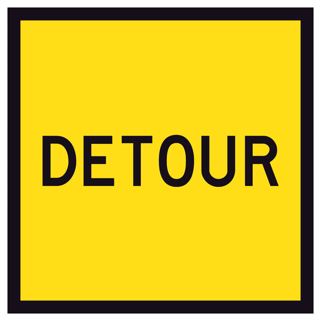 DETOUR TM5-7A black text on retroreflective yellow - 600x600mm corflute sign panel.