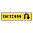 Detour U Turn corflute traffic control sign panel with yellow background and black text and symbol