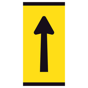 Lane Status Straight Arrow 300x600mm corflute partial panel with black straight arrow on yellow retroreflective background
