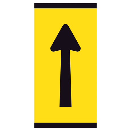 Lane Status Straight Arrow 300x600mm corflute partial panel with black straight arrow on yellow retroreflective background
