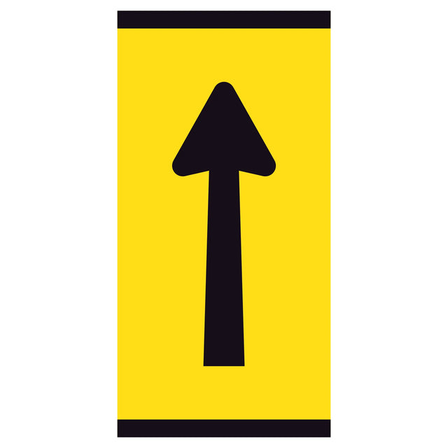 Lane Status Straight Arrow 300x600mm corflute partial panel with black straight arrow on yellow retroreflective background