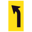 Left-turn arrow, black on retroreflective yellow – 300×600mm lane status corflute sign partial panel.