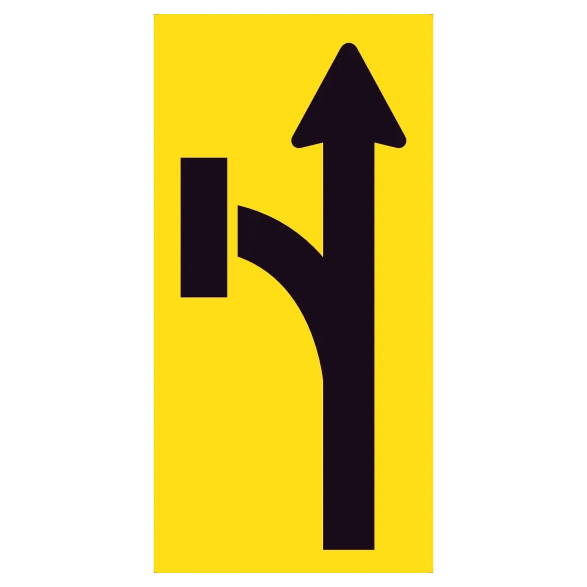 Lane Ahead Open Left Turn Closed 300x600mm corflute partial panel with black lane-status symbol on yellow retroreflective background
