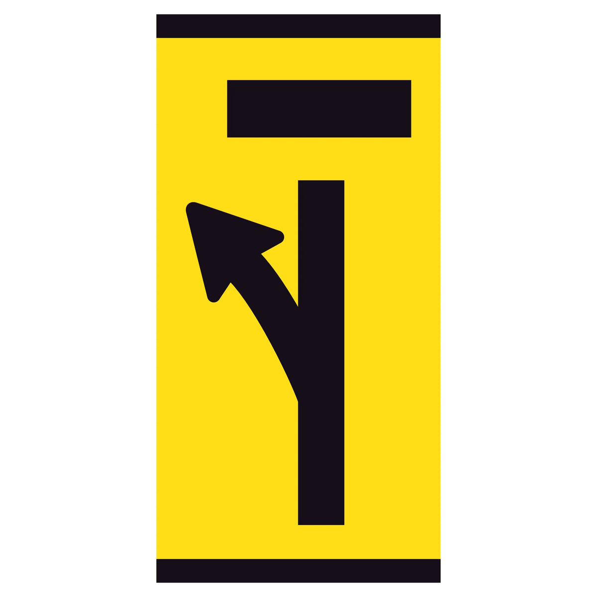 Lane Closed Ahead Left Turn Open 300x600mm corflute partial panel with black lane-status symbol on yellow retroreflective background