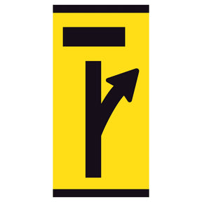 Lane Closed Ahead Right Turn Open 300x600mm corflute partial panel with black lane-status symbol on yellow retroreflective background