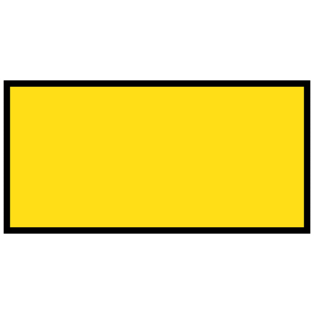 Yellow 1200x600 with a black border on a white background traffic management sign