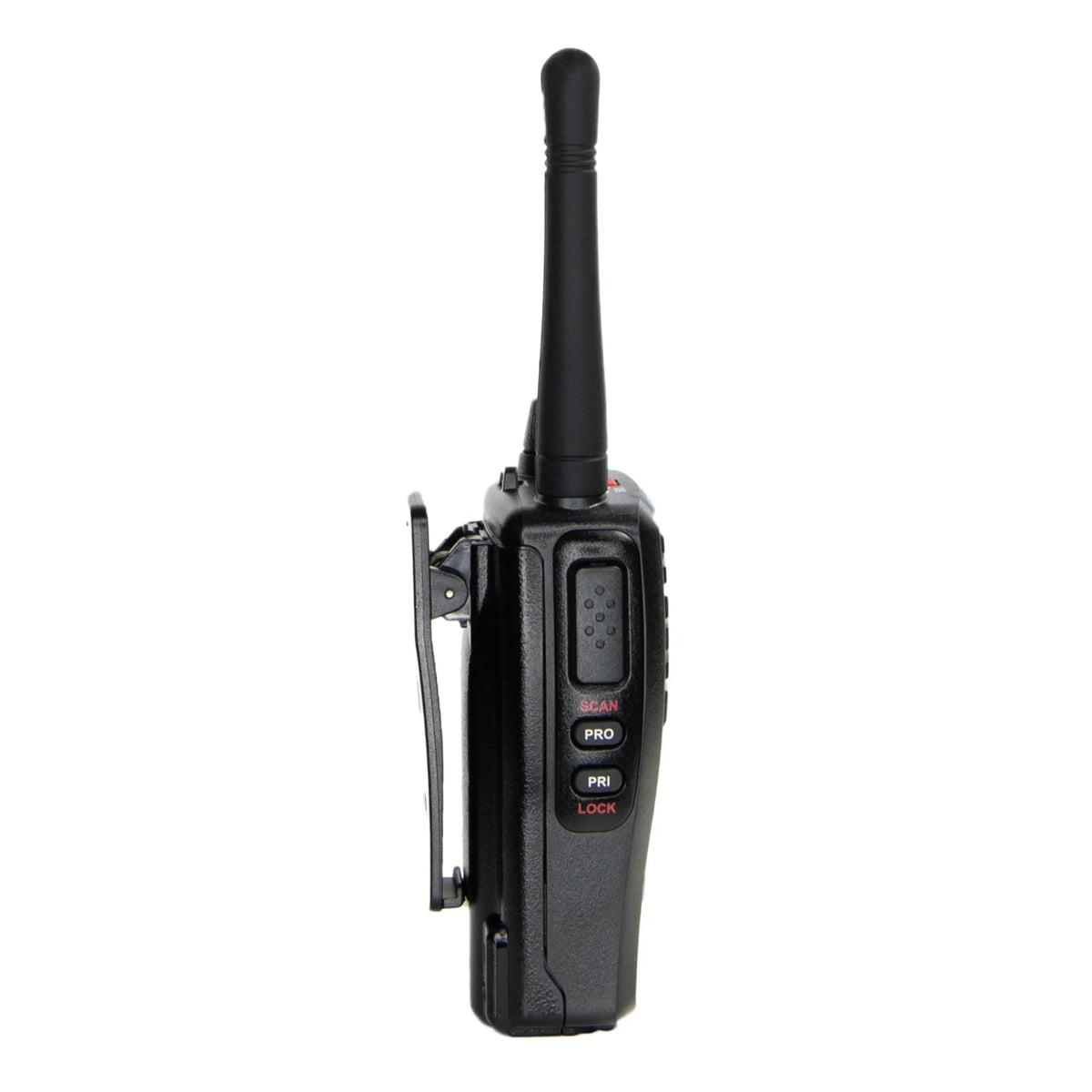 Black walkie talkie on a white background