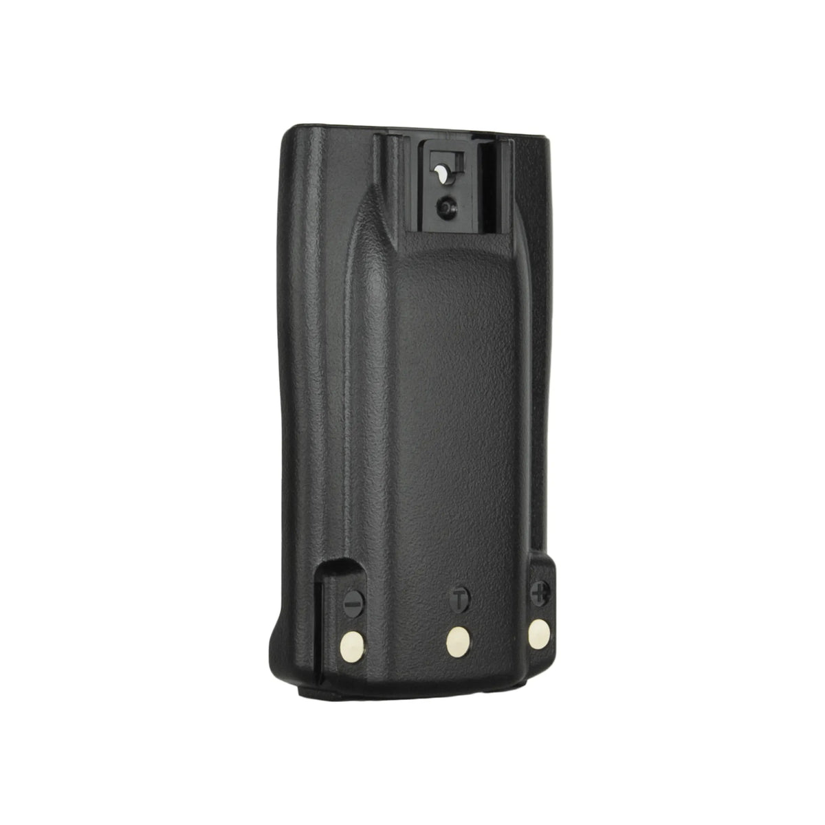 Black battery pack on a white background