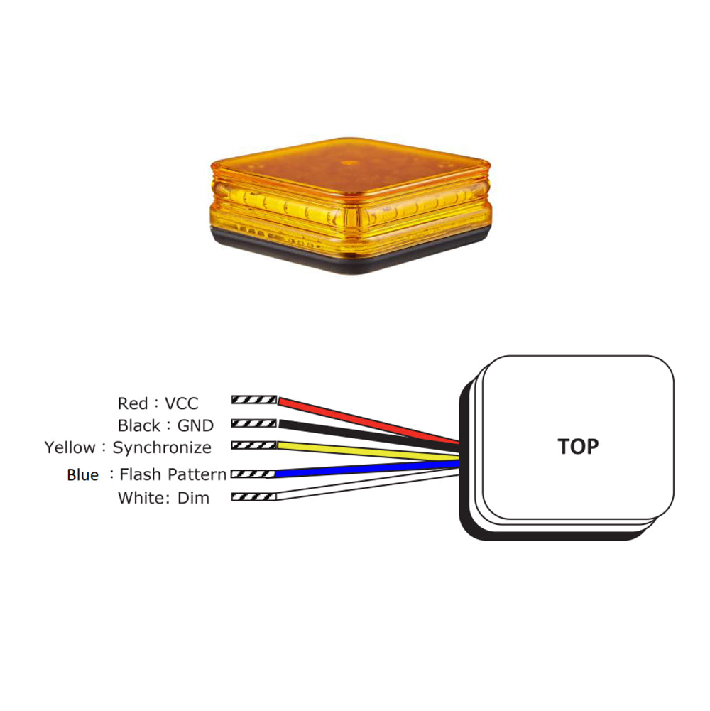 24W Amber LED Square Warning Beacon