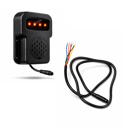 VDA001 direction alarm with its 6-pin connector and 800mm breakout wiring cable