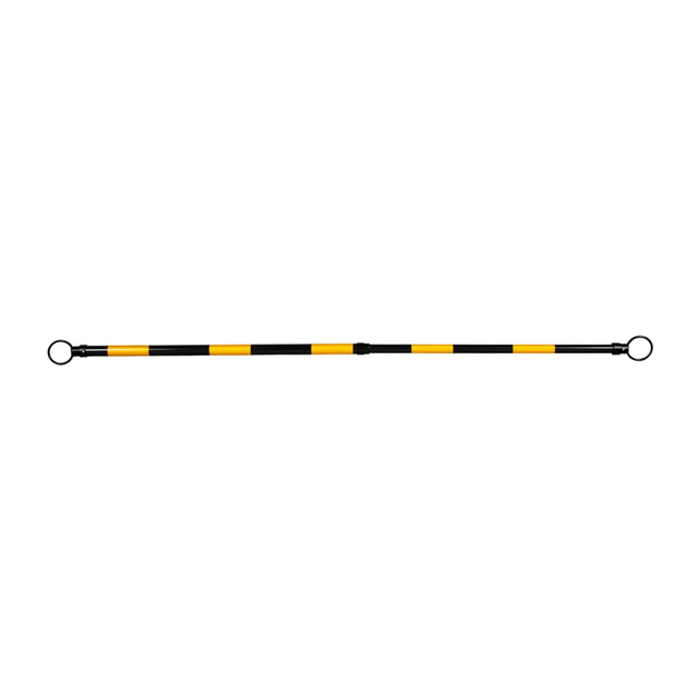 Black and yellow cone bar pole on a white background