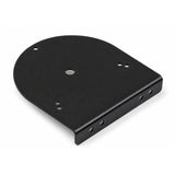 Angled view of the black 145mm offset beacon mounting bracket showing the folded rear flange and its four 8mm mounting holes