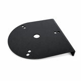 Angled aluminium bracket for warning beacon on its own, showing the round mounting pad, fixing holes and L-shape arm