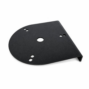 Angled aluminium bracket for warning beacon on its own, showing the round mounting pad, fixing holes and L-shape arm