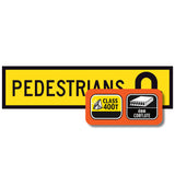 Pedestrians U-Turn 1200x300mm corflute sign panel with spec badge showing Class 400T sheeting and 6mm corflute