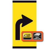Right Turn Lane Ahead 300x600mm corflute lane status partial panel with black right-turn arrow symbol on yellow reflective background