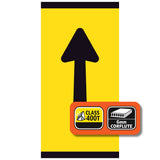 Lane Status Straight Arrow 300x600mm corflute partial panel with black straight arrow on yellow retroreflective background