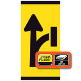 Lane Ahead Open Right Turn Closed 300x600mm corflute partial panel with black lane-status symbol on yellow retroreflective background