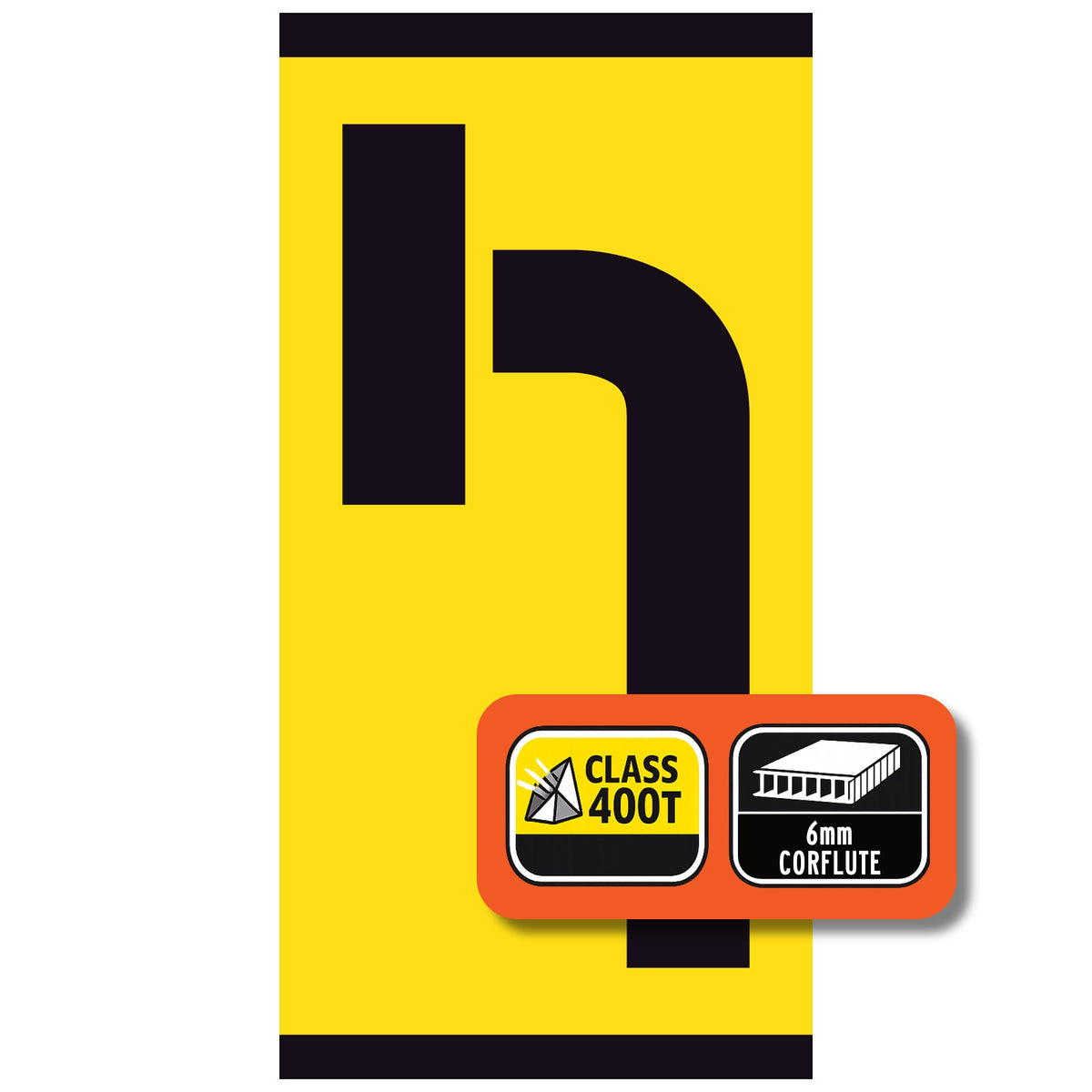 Left Turn Lane Closed Ahead 300x600mm corflute partial panel with black lane-status symbol on yellow retroreflective background