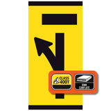 Lane Closed Ahead Left Turn Open 300x600mm corflute partial panel with black lane-status symbol on yellow retroreflective background