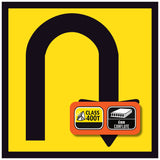 U Turn symbol 600x600mm corflute sign panel with black U-turn arrow and border on yellow retroreflective background