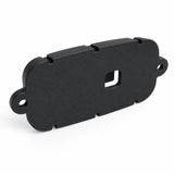 Rear of the black aluminium housing for the F3 LED warning light head, showing the central cable slot and the two outer mounting holes