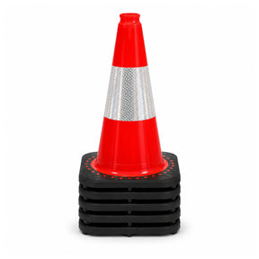 Five 450mm heavy duty traffic cones nested in a stack showing the pack of 5
