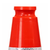 Upper section of the orange traffic cone showing the indent handle grip used for pickup and placement