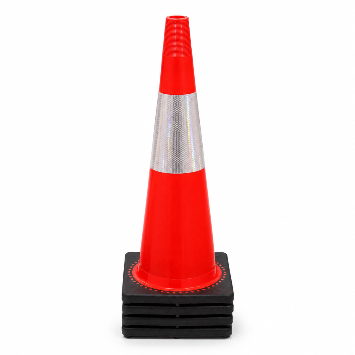 Four 900mm heavy duty traffic cones nested in a stack showing the pack of 4