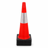 Four 900mm heavy duty traffic cones nested in a stack showing the pack of 4