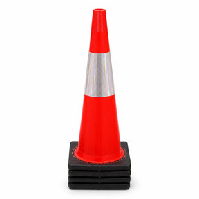Four 900mm heavy duty traffic cones nested in a stack showing the pack of 4