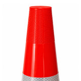Ribbed hand grip section at the top of the orange 900mm traffic cone used for pickup and placement