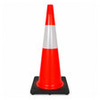 Orange 900mm heavy duty traffic cone with 250mm Class 1 reflective collar on a black interlocked base