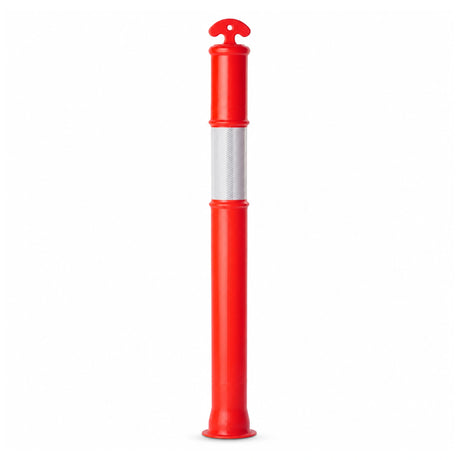 Fluorescent orange Heavy Duty Series T-top bollard stem with reflective collar