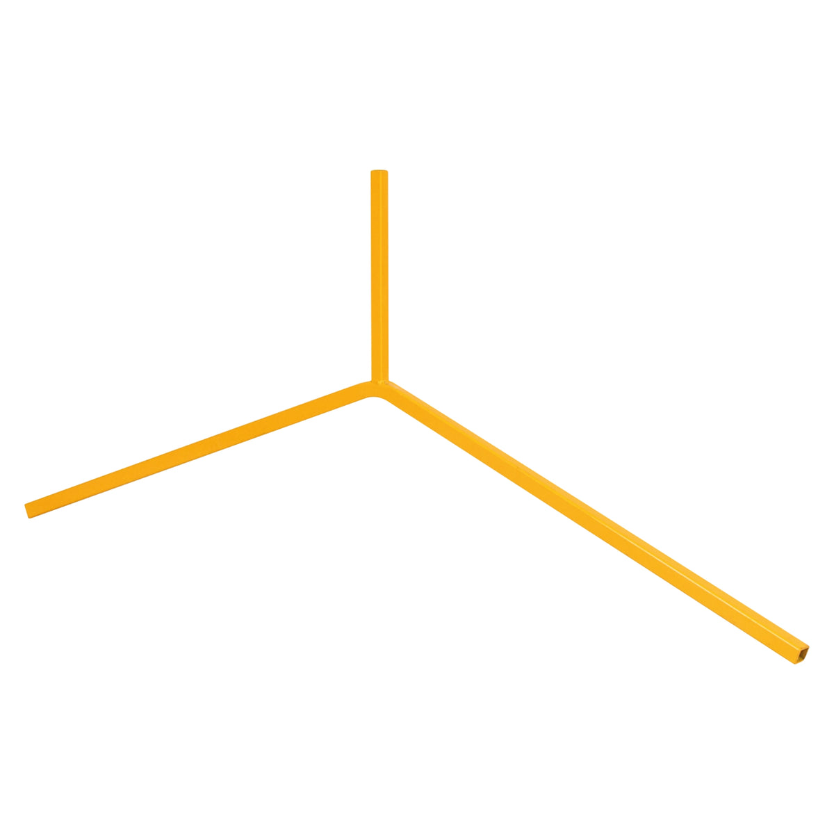 Yellow steel traffic sign Y-leg with slot-in upright tube and bipod support design