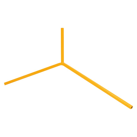 Yellow steel traffic sign Y-leg with slot-in upright tube and bipod support design