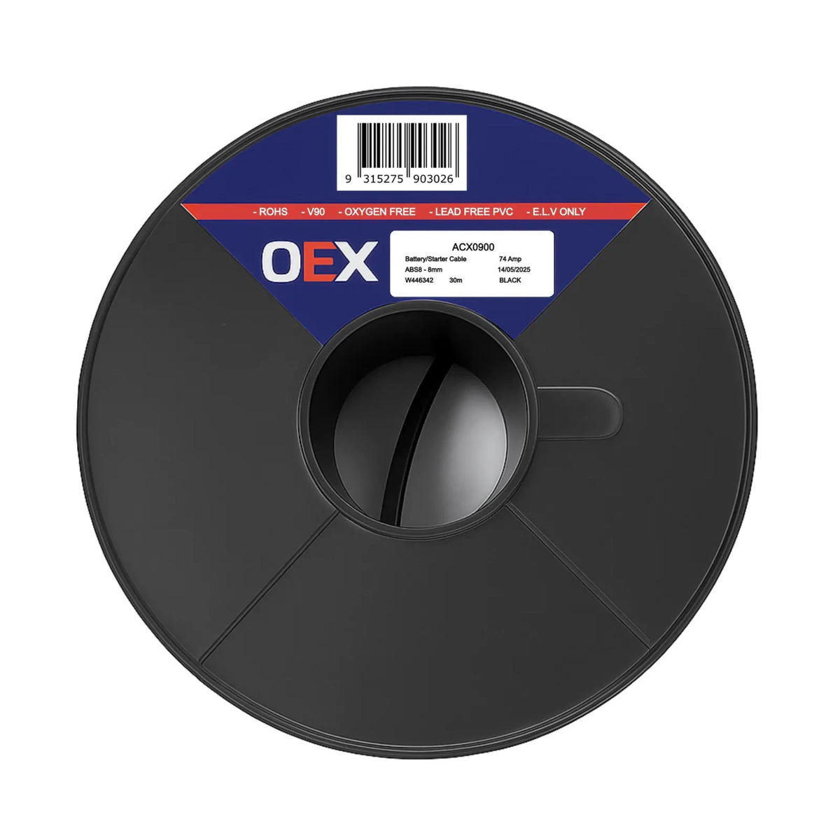 ACX0900 OEX 8 B&S black single core battery cable 30 metre roll