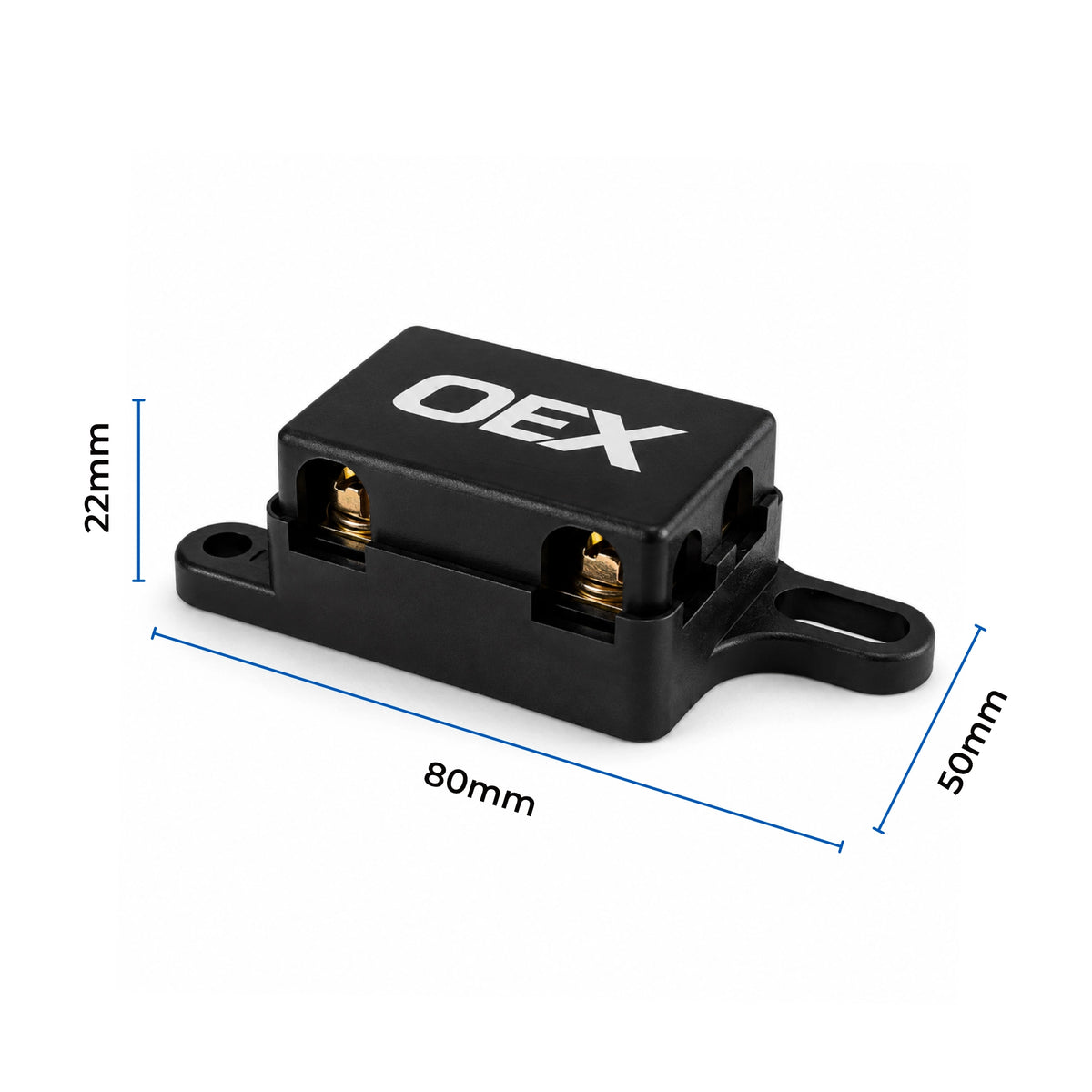 OEX ACX6535 twin in-line MIDI fuse holder dimensions image