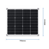 Powertech 12V 80W monocrystalline solar panel with aluminium frame dimensions