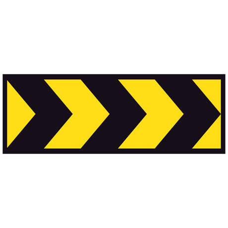 Temporary Hazard Marker T5-4 boxed-edge metal traffic sign with black chevrons on yellow reflective background