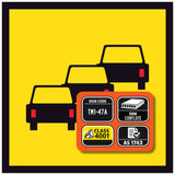 TM1-47A Queued Traffic 600x600mm corflute sign panel with black and red queued vehicle symbol on yellow retroreflective background