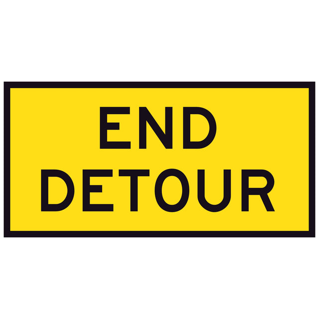 TM2-23C Yellow traffic sign with 'END DETOUR' text on a white background