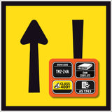 Two Way Traffic TM2-24A 600x600mm corflute sign panel with black opposing arrows on yellow retroreflective background