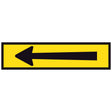 TM5-8B Horizontal Arrow 1200x300mm corflute sign panel, black long directional arrow pointing left on yellow retroreflective background with black border