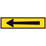 TM5-8B Horizontal Arrow 1200x300mm corflute sign panel, black long directional arrow pointing left on yellow retroreflective background with black border