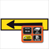 TM5-8B Horizontal Arrow long directional arrow panel with spec badge showing sign code TM5-8B, 6mm corflute, Class 400T sheeting and AS 1743