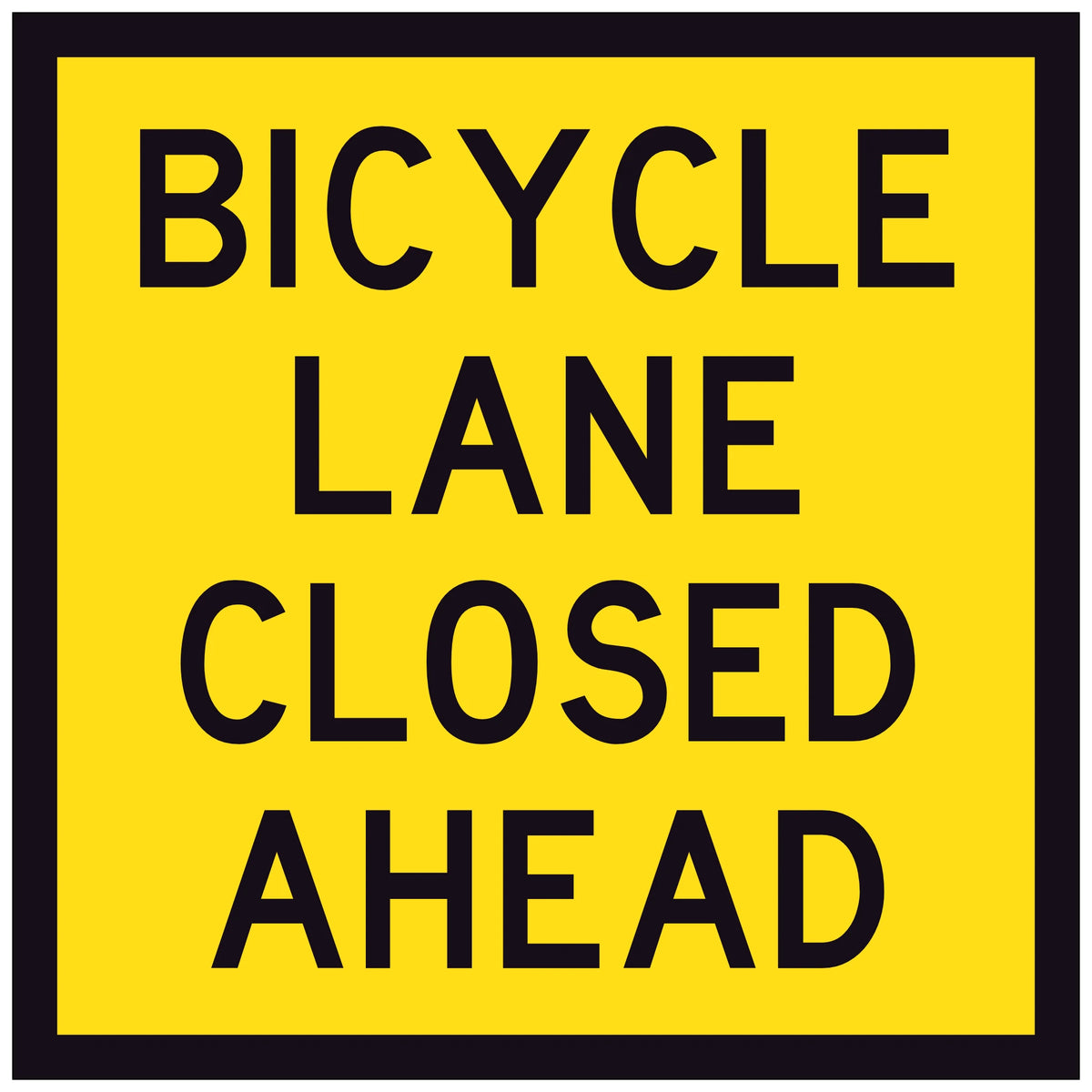 Bicycle Lane Closed Ahead TM8-15A yellow corflute traffic sign panel