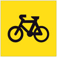 Corflute sign panel with Black bicycle symbol on a yellow background