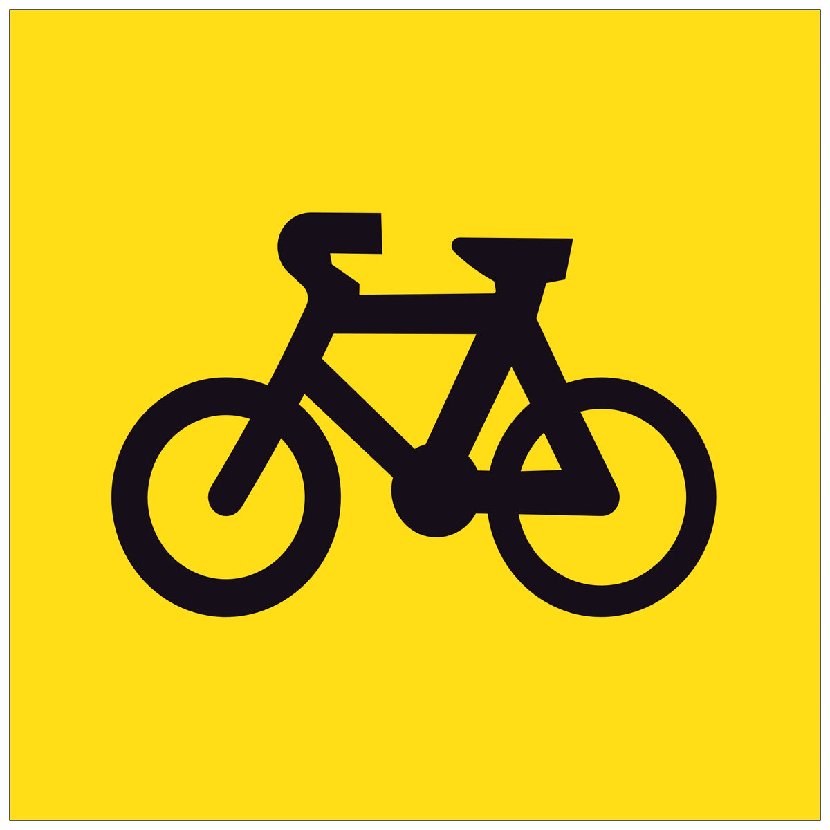 Corflute sign panel with Black bicycle symbol on a yellow background