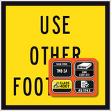 Use Other Footpath TM8-3A 600x600mm corflute sign panel with black USE OTHER FOOTPATH text and border on yellow retroreflective background